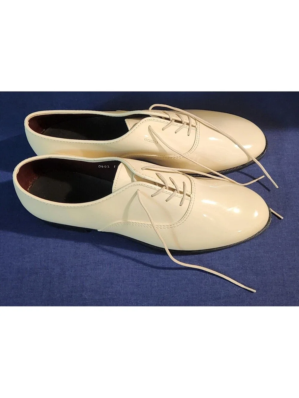 Vintage Gateway Formal Footwear Men's Size 11 White Patent Derby Shoes USA Made